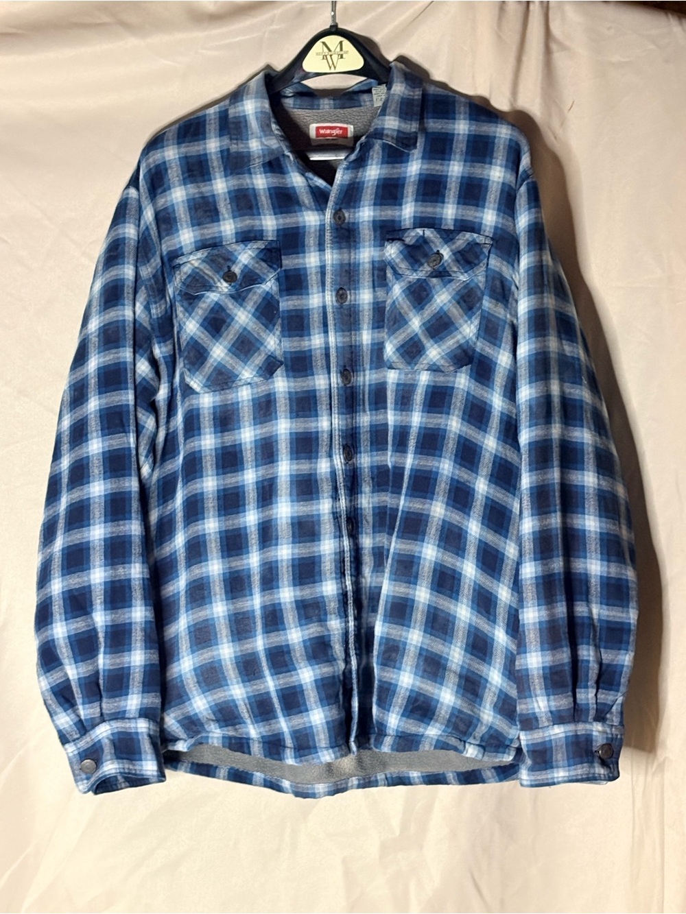 Wrangler Men's Fleece-Lined Plaid Flannel Shirt Jacket Vintage